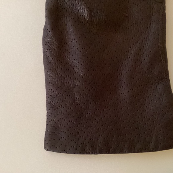 Vintage Women’s Dark Brown Gloves 100% Leather Size 7 Wool Lining Made in Italy - Picture 7 of 9